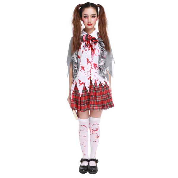 ハロウィン 女子学生 コスプレ 衣装 セール商品 血まみれ ホラー系 大人用 イベント 仮装 学園祭 コスチューム ２着以上送料無料 舞台服