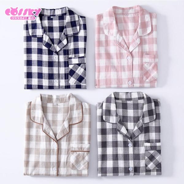 パジャマ 綿100 レディース ルームウェア 寝巻き 長袖 半袖 上下セット前開き ポケット