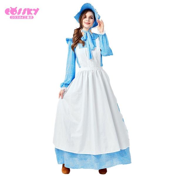 ハロウィン コスプレ 田園風 青色 ワンピース 大人用 レディース パーティー 演出服 送料無料 Brandedbackground Com
