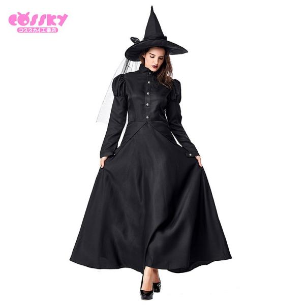 ハロウィン コスプレ 魔女 巫女 コスプレ マジック 黒い ワンピース 仮装 女性用 クラブ 服 衣装 大人用