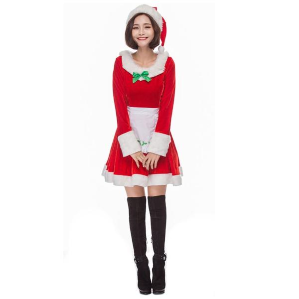 クリスマス 衣装 サンタクロース サンタ コスプレ 大人用 レディース かわいい メイド服 忘年会 ２着送料無料 仮装 ワンピース 物品