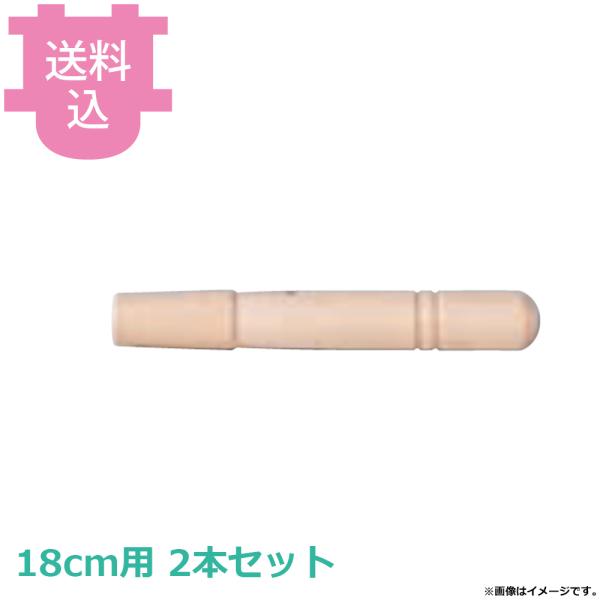 中尾アルミ キング 雪平鍋用 木柄 ネジ付 小 2本線 18cm用 部品 2本セット 【送料込、代引不可】