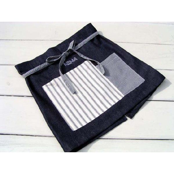 コットンニーナ　カフェエプロンデニム