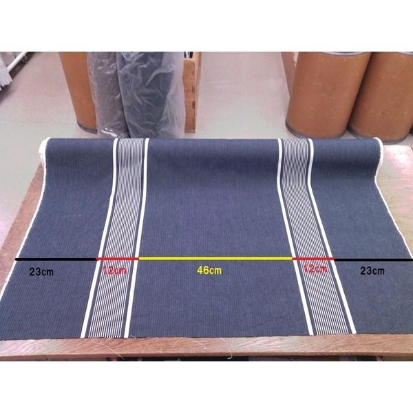 綿麻 ストライプ生地 紺(デニム ヘリンボーン）×白 : コットンハウス