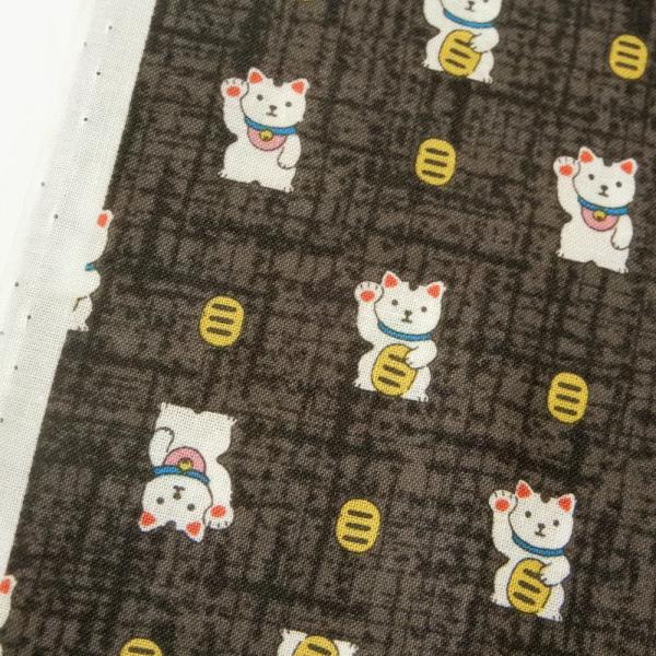 和柄 生地 猫柄 招き猫 猫に小判 縁起物 綿 スケアー 布 ねこ ネコ 