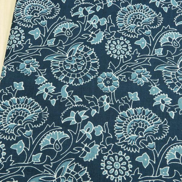 インド綿 生地 ブループリント 布 ワンピース エスニック アジアン コットン 布地 110cm幅 商用利用可 メール便3mまで