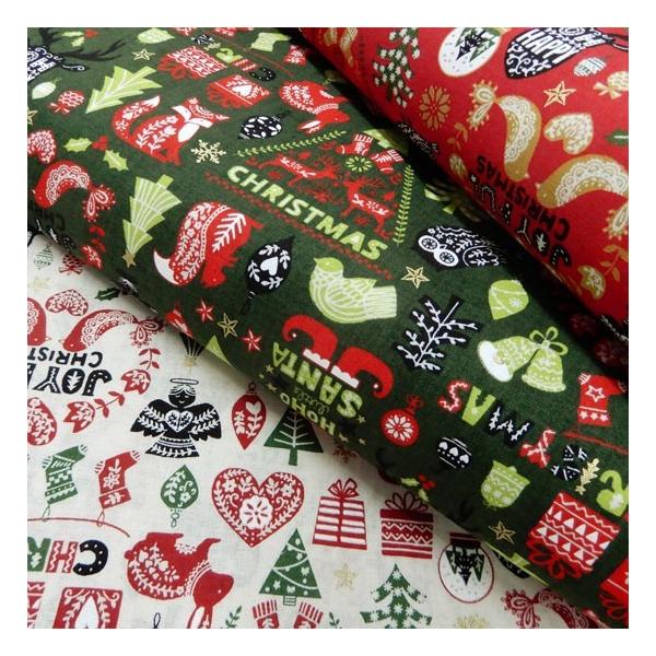 クリスマス柄 生地 布 北欧調 オーナメント スケアー 布地 手芸 白 赤 緑系 生地屋 生地の店 テーブルクロス ファブリック So3400 3 コットンハウスセシール 生地 通販 通販 Yahoo ショッピング