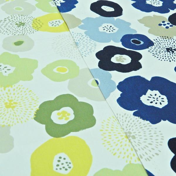 マリメッコ風 生地 花柄 北欧風 オックス Flower Garden 布 フラワー W幅 150ｃｍ幅 広幅 紺 緑 系 おしゃれ ファブリック 北欧 柄 布地 W8080 コットンハウスセシール 生地 通販 通販 Yahoo ショッピング
