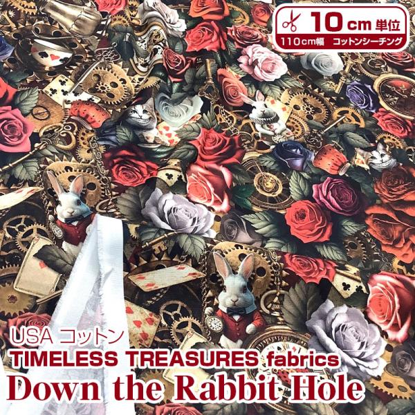 USAコットン TIMELESS TREASURES fabrics Down the Rabbit Hole（単位10cm）