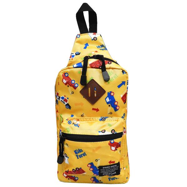 KF キッズフォーレ 車 子供 キッズ ボディバッグ 斜め掛け バッグ かばん ゲーム 携帯バッグ 黄色 イエローお出掛けに軽量で大活躍 スマホやゲーム機を入れたりマルチに使えるオシャレバッグ☆下部分両サイドに引っかけがついているので左右ど...
