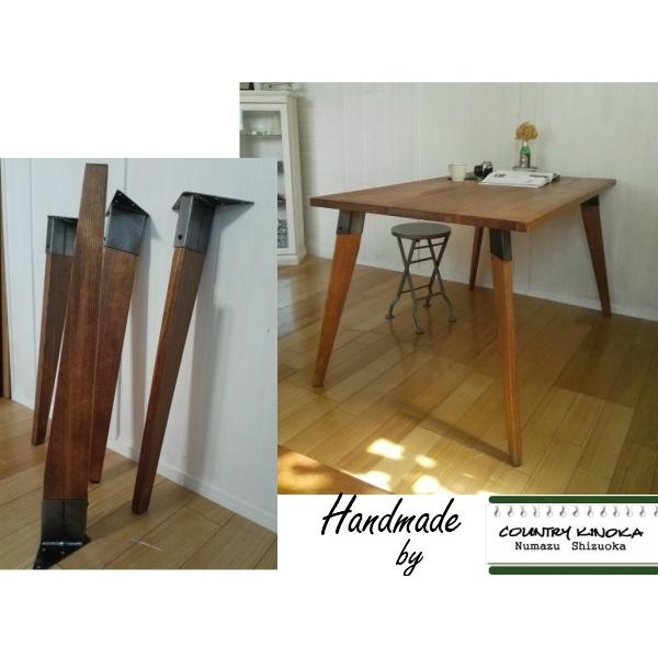 テーブル脚 木製 テーパー アイアンレッグ スプルース材 DIY素材 鉄脚