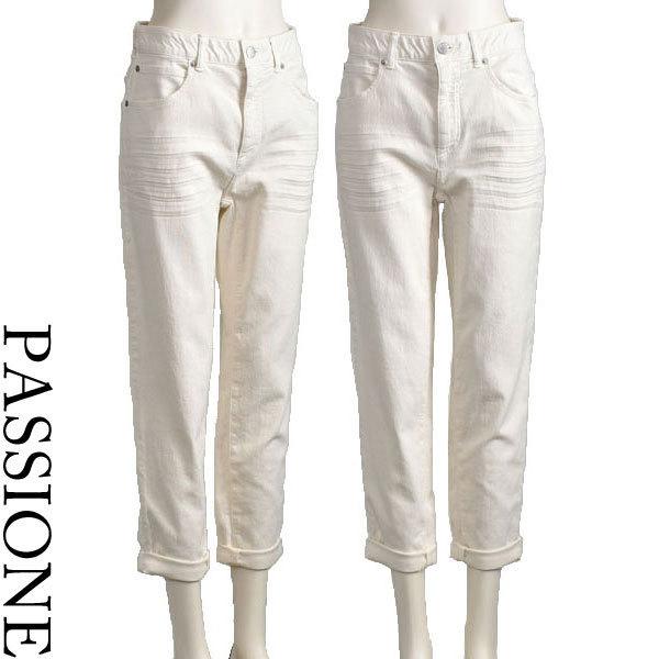 テーパード デニム レディース PASSIONE ロールアップ ジーンズ オフ  