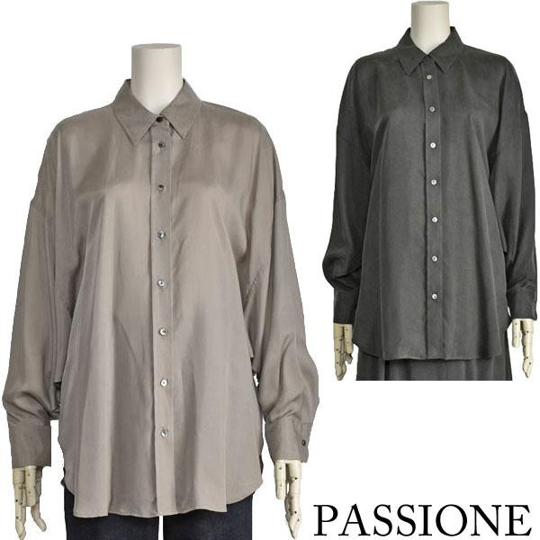 PASSIONE（パシオーネ） とろみ シャツ レディース ロング 秋 長袖 
