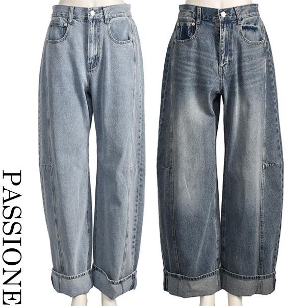 PASSIONE（パシオーネ） バギー カーブ ジーンズ レディース 美脚