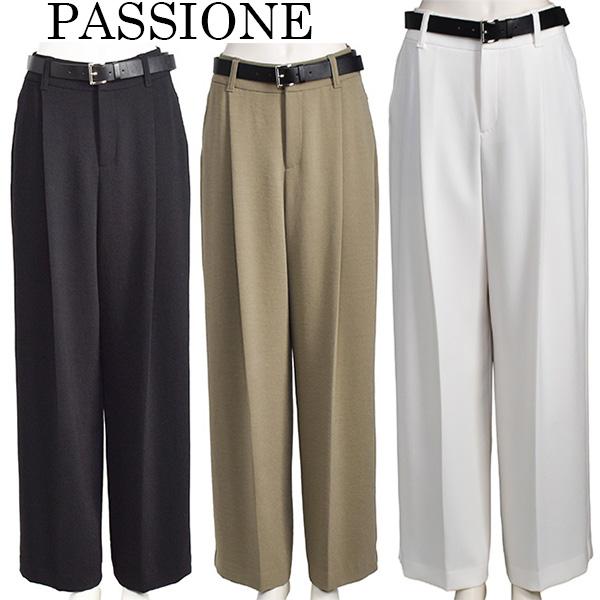 PASSIONE（パシオーネ） バギー ワイド パンツ レディース 夏 ベルト付