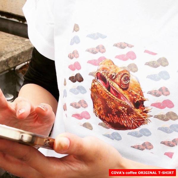 Tシャツ フトアゴうんこ レディース メンズ 半袖 綿100% 白 ホワイト 爬虫類グッズ イラスト デザイナー おもしろい 個性的 ティーシャツ
