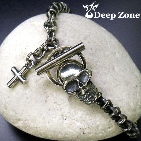 ブレスレット メンズ シルバーブラスゴシックチェーンブレスレットw  