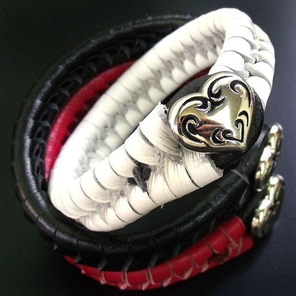 ブレスレット メンズ 本革 レザーブレスレット ハートブラスシルバー