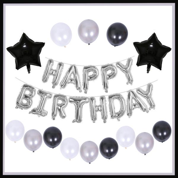 スター型 誕生日 飾り付け セット バルーン 風船 HAPPY BIRTHDAY 装飾 ガーランド バースデー パーティー 男女の子 ブラック