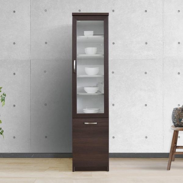 食器棚 アルム2 スリム収納 米びつ収納 40cm ホワイト ダークブラウン KBDSA065家具通販のコージールーム 通販
