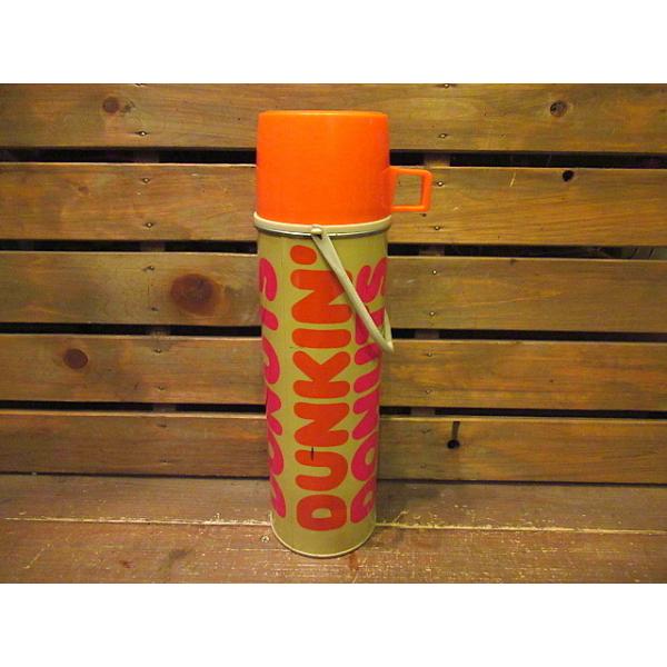 ヴィンテージ　DUNKIN' DONUTS THERMOS 水筒 Vintage Dunkin' Donut Thermos Pink & Orange Logo With Cup