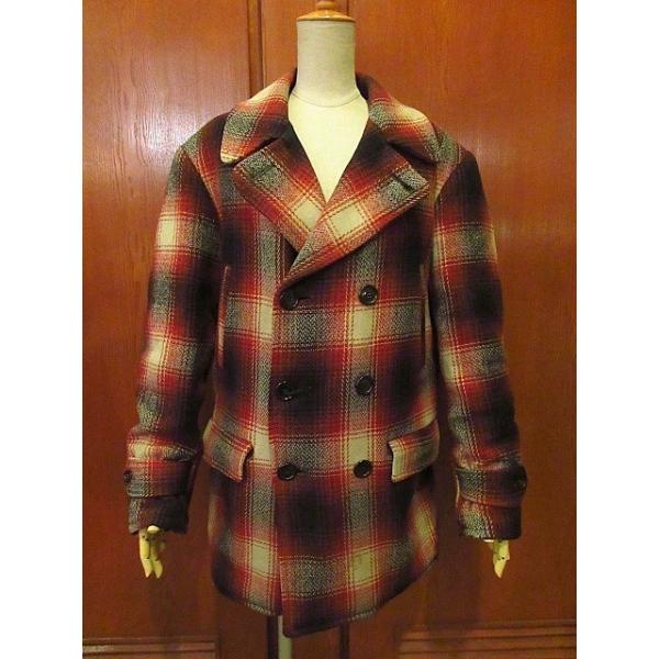 ビンテージ50 39 S Herculesチェック柄ウールダブルブレステッドコート 0113f7 M Ctピーコートヘラクレスジャケットsears 日本製
