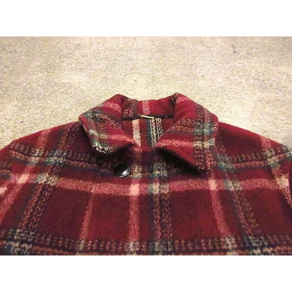 ビンテージ40 39 S チェック柄ウールダブルブレステッドコート 01f7 M Ct古着ピーコートpコートジャケットアウター ディスカウント