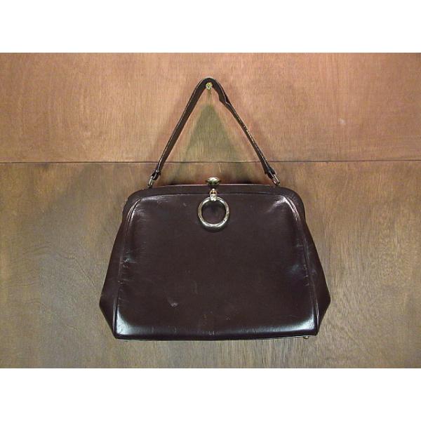 ビンテージ40's50's○Eliteレザーハンドバッグ焦げ茶○200623n4-bag