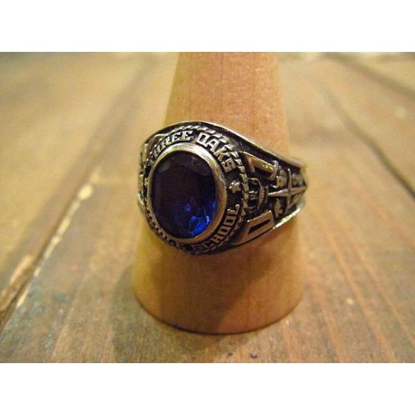 ビンテージ○スクールリング青○201125s11-rng カレッジリング指輪2001