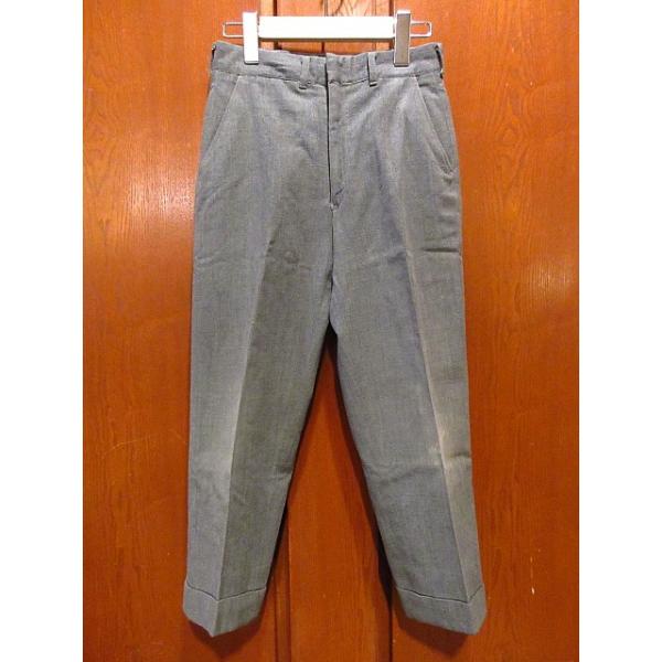 50s 60s ウール スラックス グレー 土管ストレート ビンテージ50's○キッズノータックウールスラックスグレーW62cm