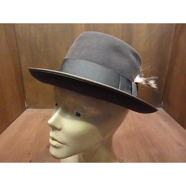 デッドストック フェドラハット ブラック シルクベルベット調 ヴィンテージ