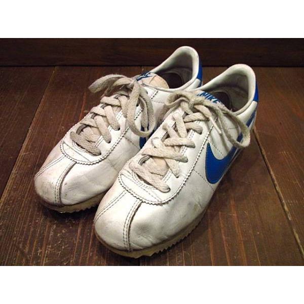 ビンテージ80's○NIKEレザーコルテッツ白×青6 1/2○210622i11-w ビンテージ80's○NIKEレザーコルテッツ白×青6 1/2○210622i11-w