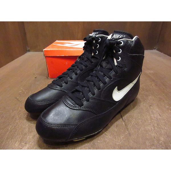 ビンテージ90's●DEADSTOCK NIKE OPEN FIELD HIGHフットボールスパイク黒9.5●210905i1-m-snk-275cm 1990sデッドストックナイキアメフト