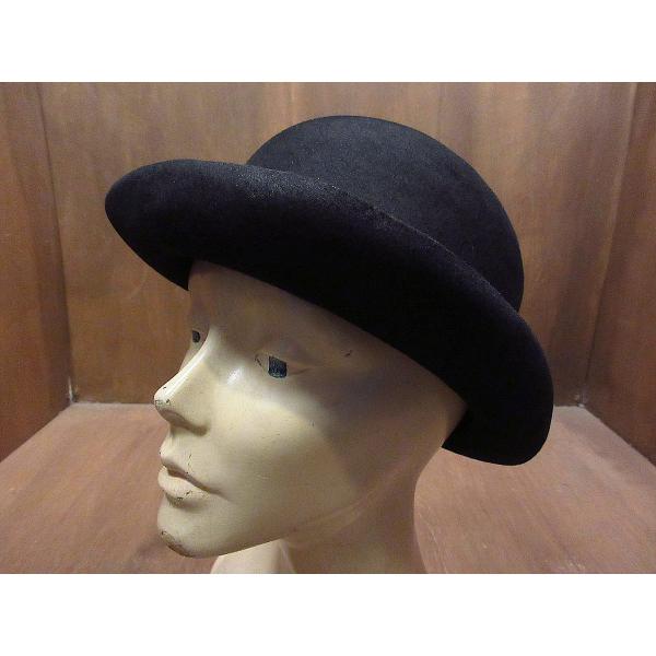ビンテージ~40's●ボーラーハット黒B●211003i5-m-ht-flt 30s1930s1940s山高帽メンズアンティークダービーフェルト