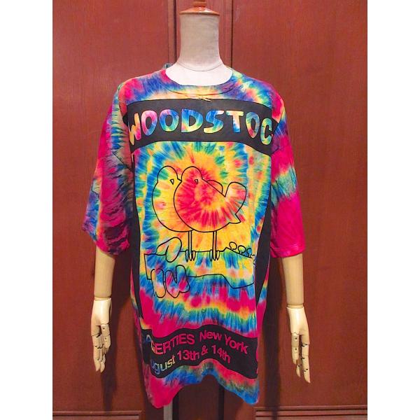 ビンテージ90's○DEADSTOCK WOODSTOCKコットンタイダイTシャツ