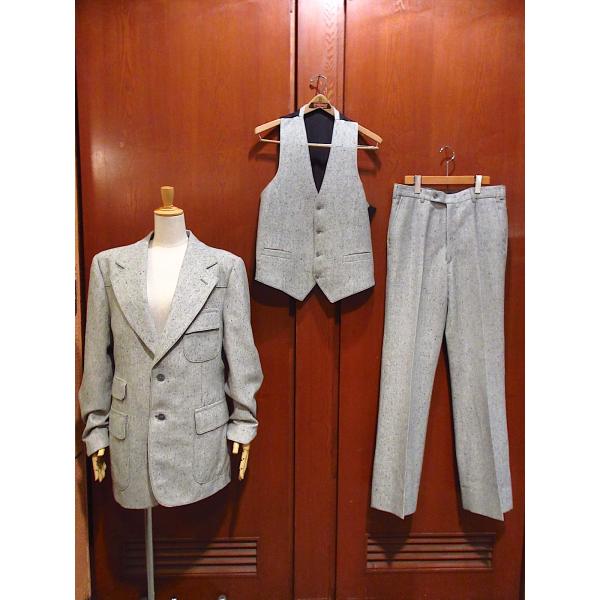 ビンテージ70's○ネップ織り2Bスーツスリーピースsize 40L○220708c1-m