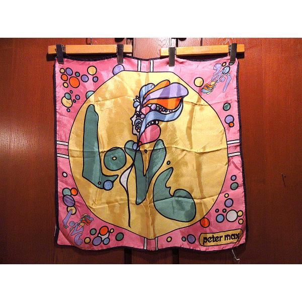 ビンテージ70's○Peter Max LOVEスカーフ○221023k4-scf 1970sピーター