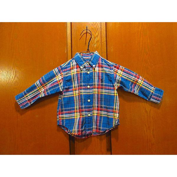 Ralph Laurenキッズチェックボタンダウンドレスシャツsize 12M