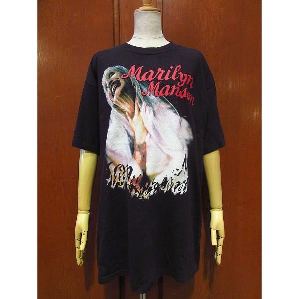 ビンテージ90's○Marilyn MansonプリントTシャツ黒size XL○230316i1-m