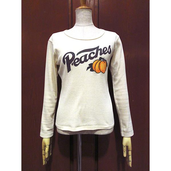 ビンテージ70's○Peachesリブ編み長袖Tシャツ生成り○230529m5-m-lstsh