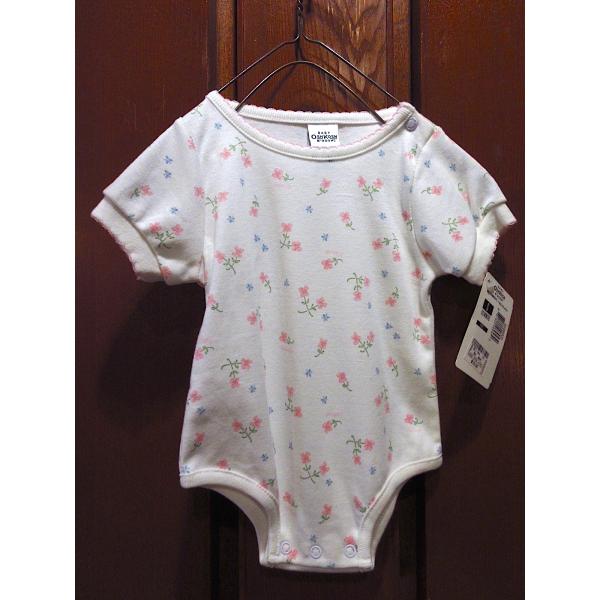 BABY OSHKOSH B'GOSH DEADSTOCKキッズ花柄半袖ロンパースsize 0-3