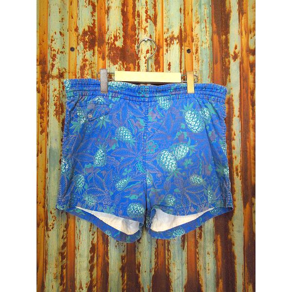 ビンテージ50's○パイナップル総柄スイムショーツ青○230829k6-m-swim