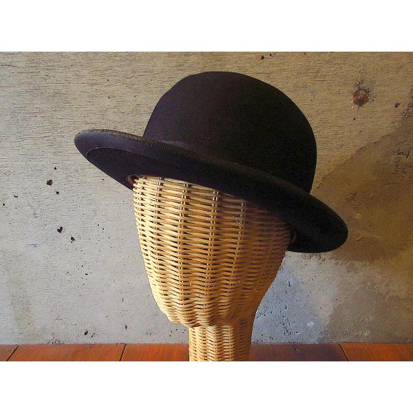 ビンテージ-30’s●STETSONボーラーハット黒size 7●240211j3-m-ht-flt古着1930s帽子ステットソン