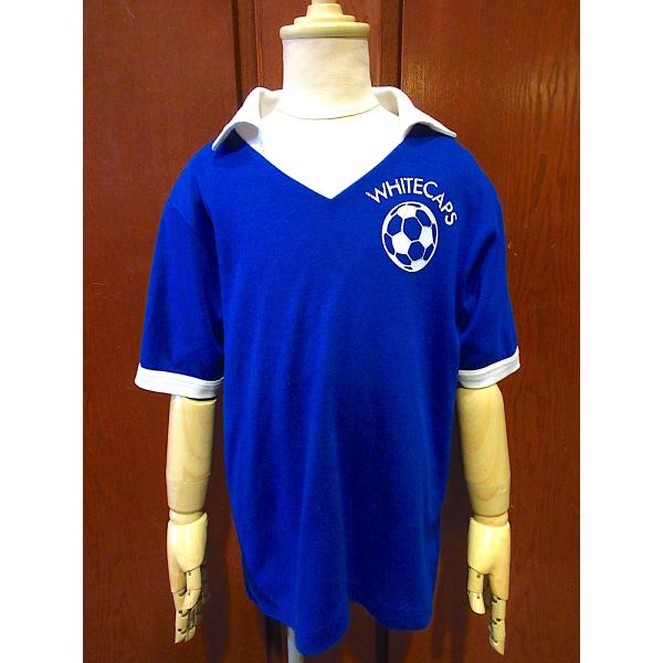 ビンテージ80's●Jac Jact'sキッズWHITECAPS襟付き半袖Tシャツ青●240401c5-k-tsh 1980s子供服トップスサッカー古着