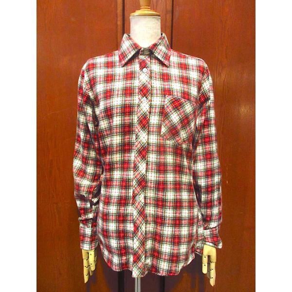 ビンテージ70's○MONTGOMERY WARDチェックコットンプリントネルシャツ