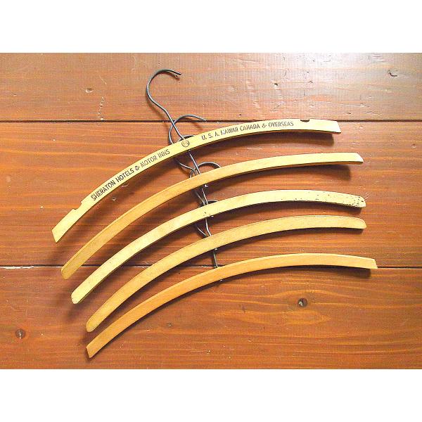 ビンテージ ウッド ハンガー 木製 アメリカ アンティーク　5本セット 希少/USA製/円柱型/木製ハンガー/5本セット/ビンテージ/ウッド