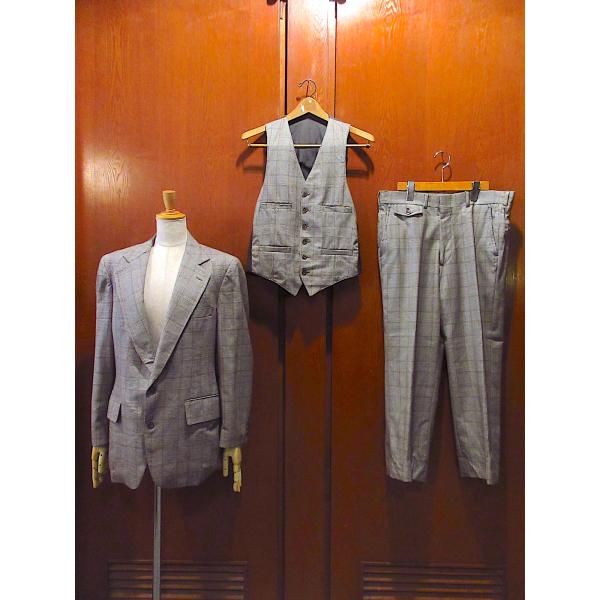 ビンテージ70's○チェック2Bスーツスリーピース○250417z1-m-suit