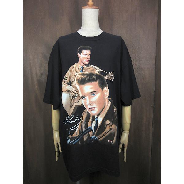 ビンテージ90's○DEADSTOCK ELVIS PRESLEYプリントTシャツ黒size XL