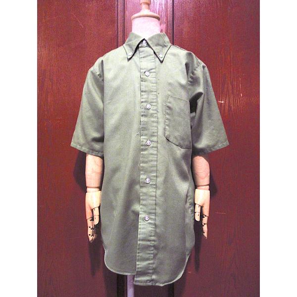 ビンテージ60's70's○TOWNCRAFTキッズ半袖ボタンダウンシャツ緑size 14