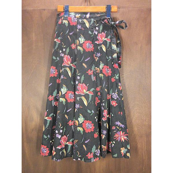 ビンテージ70's○花柄ラップスカートsize S○250927n4-w-skt-wfレトロ